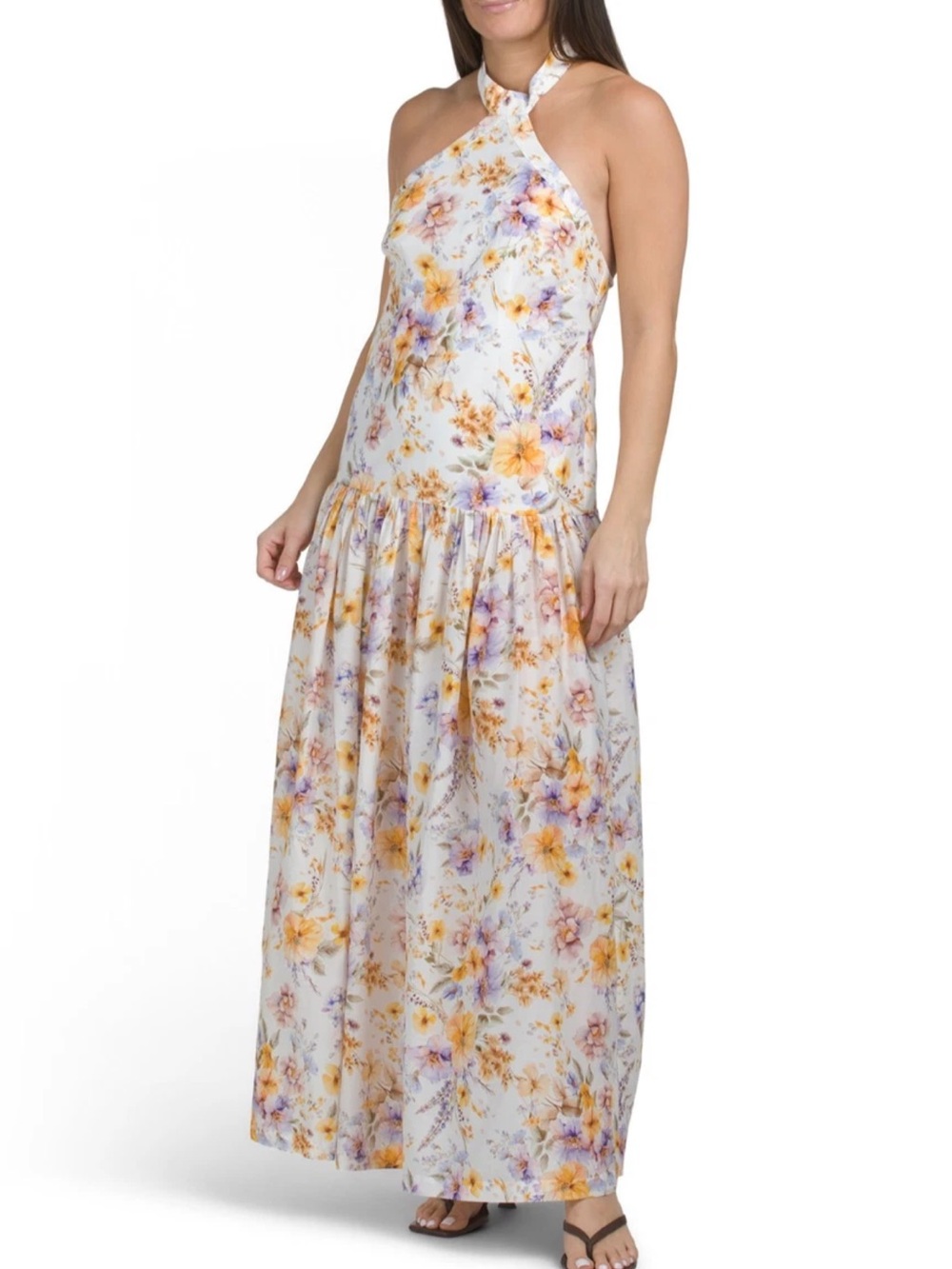 Aqua Blu Tie Neck Halter Maxi